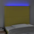 vidaXL Čelo postele s LED zelené 80x5x118/128 cm látka