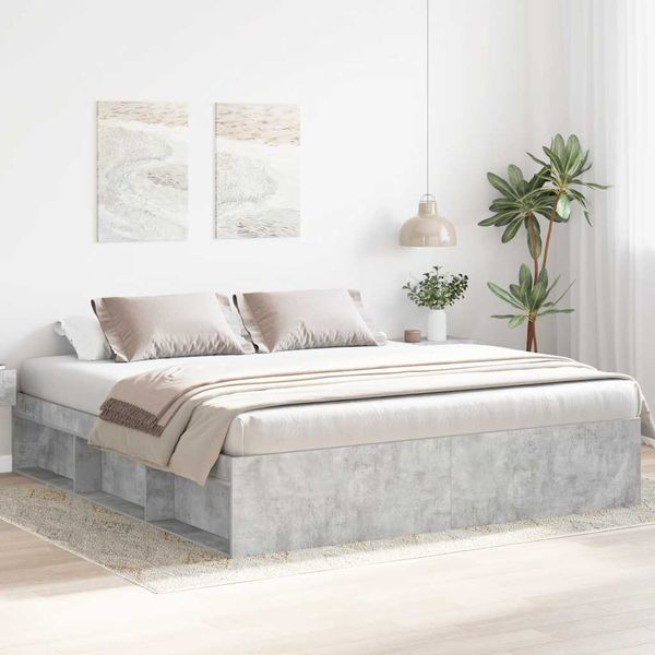 VidaXL Rám postele betónový sivý 180x200 cm Super King Size