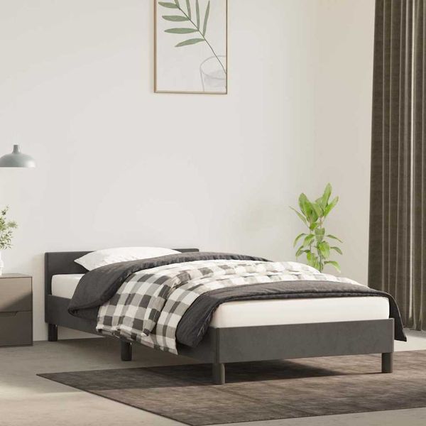 vidaXL Posteľ bez matraca tmavosivá 90x200 cm zamat