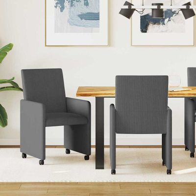 vidaXL Jedálenské stoličky na kolieskach s kolesami 2 pcs Tmavo šedá
