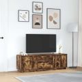 vidaXL TV skrinka s LED svetlami dymový dub 160,5x41x50 cm
