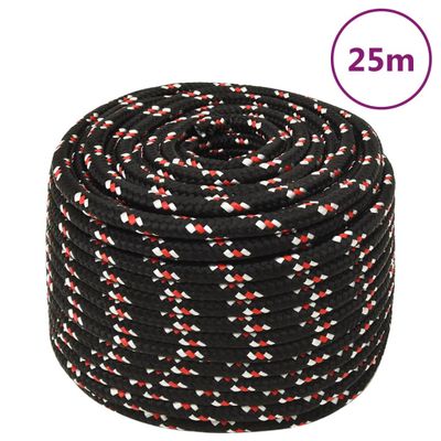 vidaXL Lodné lano čierne 14 mm 25 m polypropylén