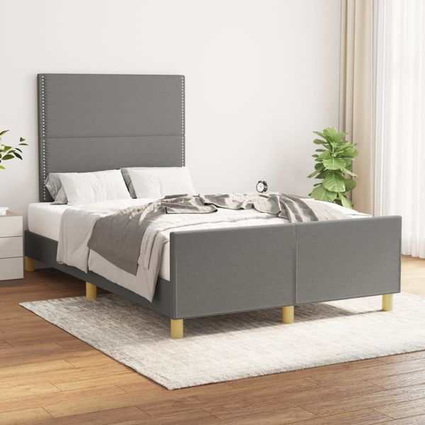vidaXL Posteľ bez matraca tmavosivá 120x190 cm látka
