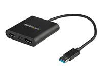USB to Dual HDMI Adapter (USB32HD2) - Kábel adaptéra - kompatibilný s TAA - USB typ A s pínmi (samec) do HDMI so zdierkami (samica) - 25 cm - čierna - podpora 4K30Hz (3840 x 2160) - pre P/N: HDDVIMM3, HDMM12, HDMM15, HDMM1MP, HDMM2MP, HDMM3, HDMM3MP, HDMM50A, HDMM6, HDPMM50