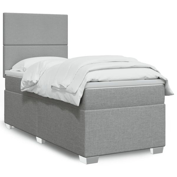 vidaXL Posteľný rám boxsping s matracom bledosivý 90x190 cm látka