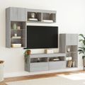 vidaXL 5-dielne TV nástenné skrinky s LED sivé sonoma kompozitné drevo