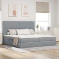 vidaXL Postel s úložným prostorem a matrací Svetlosivá 200 x 200 cm
