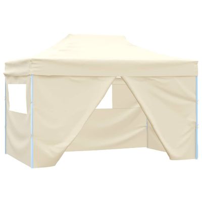 vidaXL Profesionálny skladací párty stan+4 steny 3x4 m, oceľ, krémový