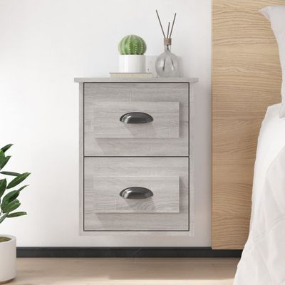 vidaXL Nástenné nočné stolíky 2 ks sivé dub sonoma 41,5x36x53 cm