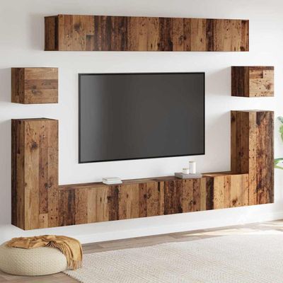 vidaXL TV jednotky Nástenný 4 pcs Staré drevo Kompozitné drevo