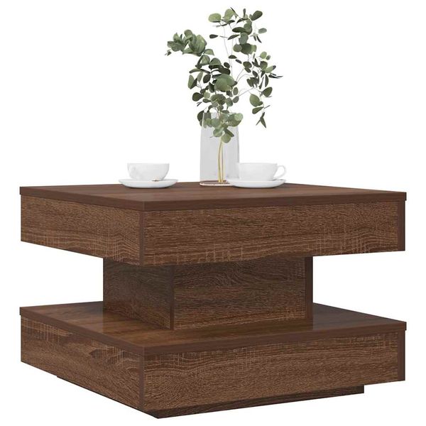 VidaXL Konferenčný stolík otočný o 360 stupňov hnedý dub 50x50x34,5 cm