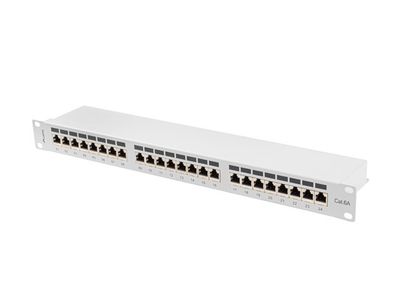 Lanberg patch panel 24 portov 1U 19'' CAT.6A ftp tienený šedý