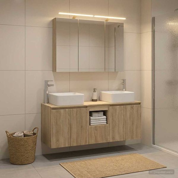 vidaXL Set kabinetov do kúpeľne 4 pcs Dub sonoma 100 x 14,5 x 70 cm