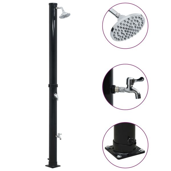 vidaXL Solárna sprcha čierna 220 cm 20 l