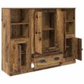 vidaXL Highboard 3 ks Staré drevo 132 x 35,5 x 103,5 cm