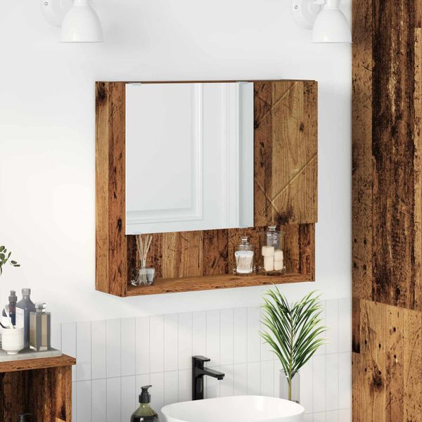 vidaXL Zrkadlová skrinka Staré drevo 59 x 17 x 55 cm Kompozitné drevo