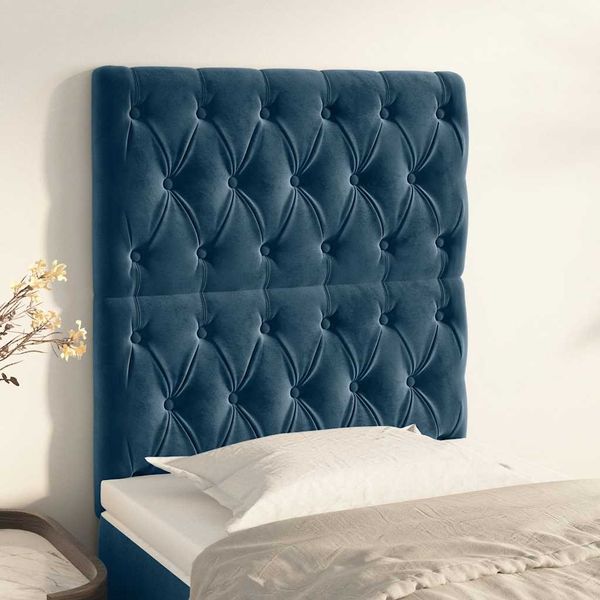 vidaXL Čelo postele tmavomodré 80x7x118/128 cm zamatové