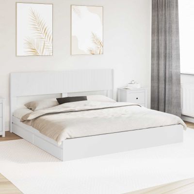 vidaXL Posteľový rám s úložným priestorom a čelom Biela 180 x 200 cm