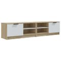 vidaXL TV stolíky 2 ks biele a sonoma 80x35x36,5cm spracované drevo