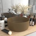 vidaXL Luxusné umývadlo, okrúhle, matné krémové 40x15 cm, keramika