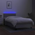 vidaXL Posteľ boxsping s matracom a LED bledosivá 90x200 cm látka