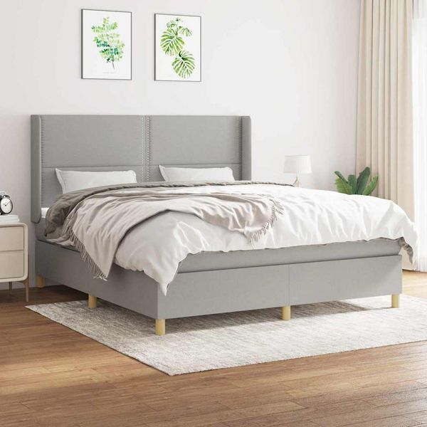 vidaXL Boxspring posteľ s matracom svetlosivá 100x200 cm látka