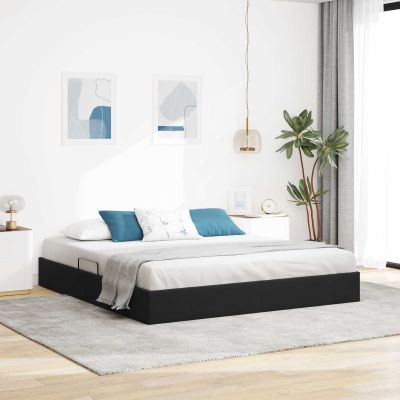 vidaXL Otomanový posteľný rám s úložiskom Čierna 160 x 200 cm Zamat