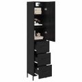 vidaXL Highboard Čierny dub 34,5 x 34 x 180 cm Kompozitné drevo