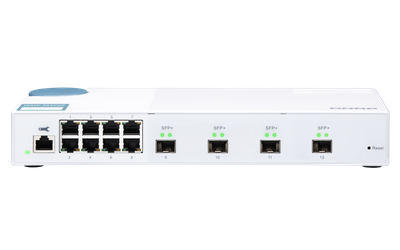 QNAP riadený switch QSW-M408S (12portov: 8x Gigabit port + 4x 10G SFP+ porty)