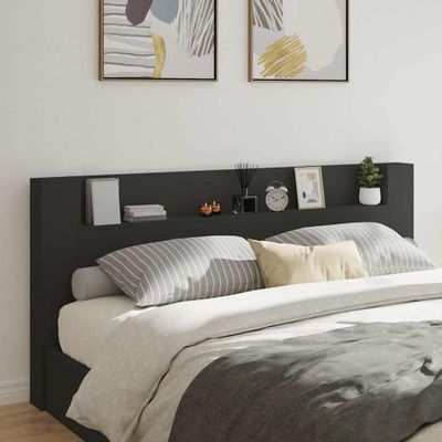 vidaXL Skrinka na čelo postele s LED čierna 220x16,5x103,5 cm