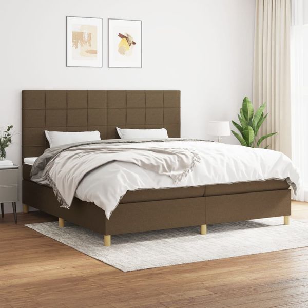 vidaXL Boxspring posteľ s matracom tmavohnedá 200x200 cm látka