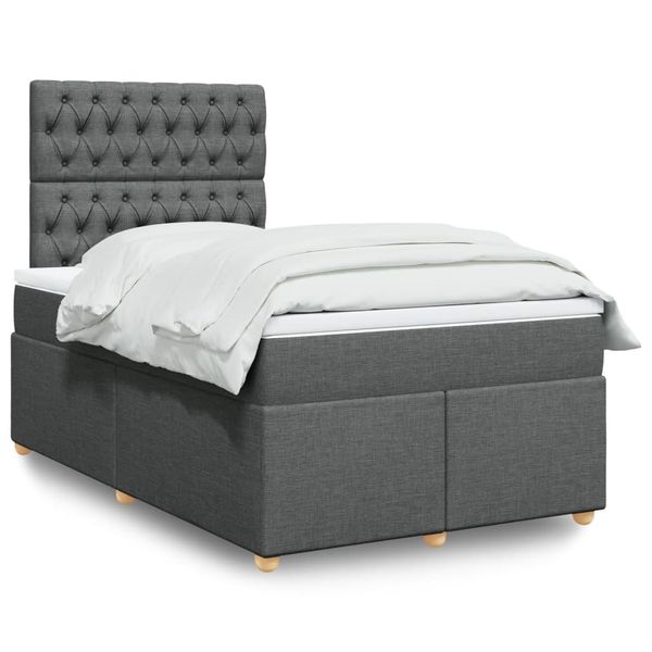 vidaXL Boxspring posteľ s matracom tmavosivý 120x200 cm látka