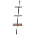 vidaXL Naklonený regál s 3 policami, tmavohnedo čierny 64x34x116 cm