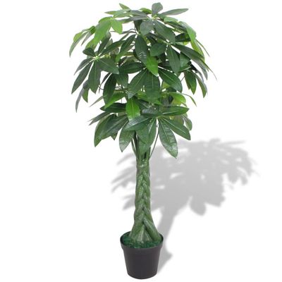 vidaXL Umelá rastlina, pachira s kvetináčom 145 cm, zelená