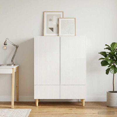 vidaXL Servírovacia skriňa Biela s vysokým leskom 66 x 34,5 x 95 cm
