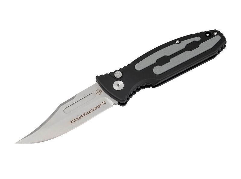 Böker Plus 01KALS135 KALASHNIKOV 74 AUTO automatický nôž 8,5 cm, čierna, sivá, hliník, G10