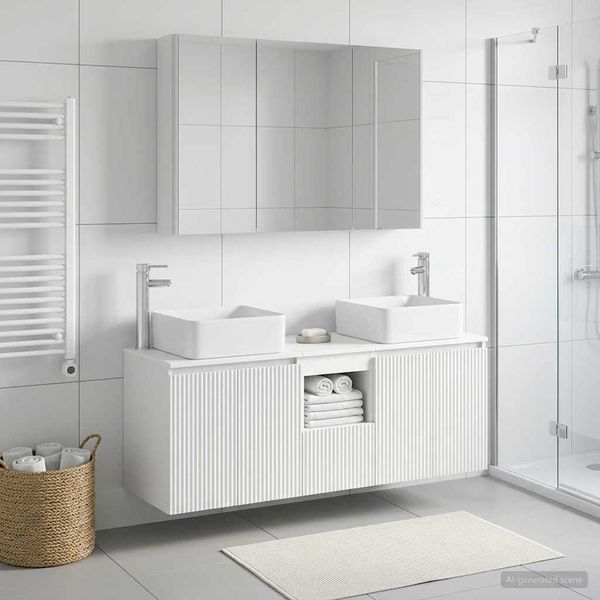 vidaXL Set kabinetov do kúpeľne 4 pcs Biela Kompozitné drevo