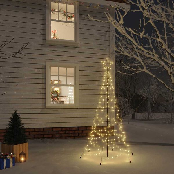 vidaXL Vianočný stromček s hrotom, 200 teplých bielych LED 180 cm