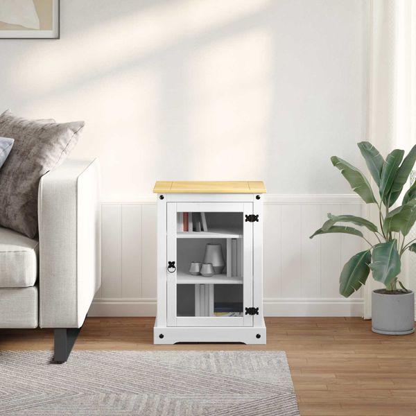 vidaXL HiFi skrinka Biela 60 x 50 x 82 cm Masívne borovicové drevo