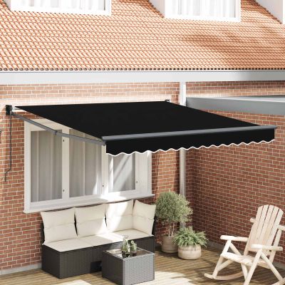 vidaXL Sklopná markíza Čierna 350 x 250 cm 100% polyester a hliník