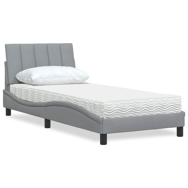 vidaXL Posteľ s matracom Hanko bledosivá 90x190 cm látka