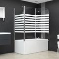 vidaXL Vaňová zástena 120x68x130 cm, tvrdené sklo, pruhovaná