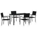 vidaXL Záhradný jedálenský set s vankúšom 5 pcs Čierna polyratan