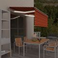 vidaXL Automatická markíza tienidlo&LED&senzor vetra oranžovo-hnedá