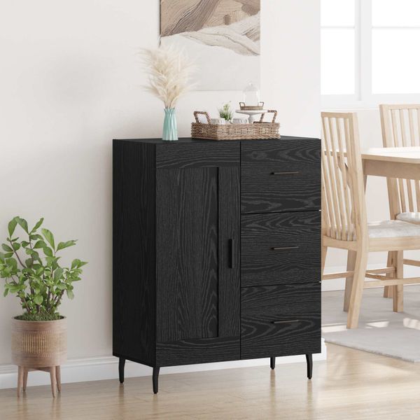 vidaXL Servírovacia skriňa so zásuvkou Čierny dub 69,5 x 34 x 90 cm