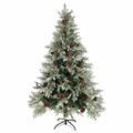vidaXL Osvetlený vianočný stromček so šiškami, zelený 120 cm, PVC a PE