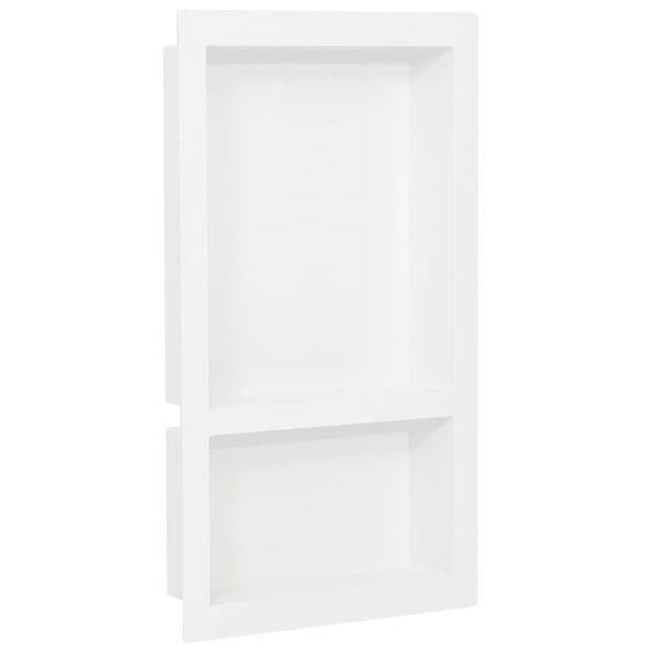 vidaXL Sprchový výklenok s 2 priehradkami lesklý biely 41x69x9 cm