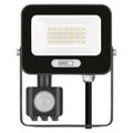 LED reflektor GLARO s pohybovým čidlom, 20 W, čierny, IP54, 2000 lm, neutrálna biela