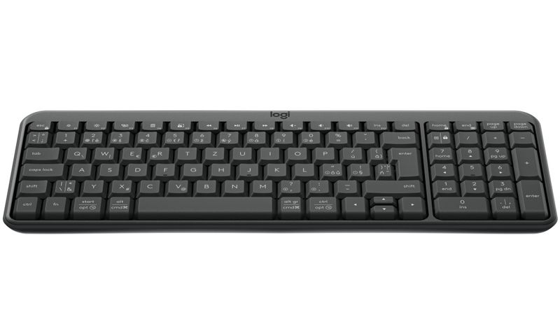 Logitech klávesnica K250/ Kompaktná/ Bezdrôtová/ Bluetooth/ CZ/ Čierna Bezdrôtová klávesnica, Bluetooth Low Energy, numerická časť, sklopné nožičky, výdrž 12 mesiacov, 64 % recyklovaný plast, grafitová