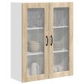 vidaXL Nástenný sklenený kabinet PORTO Sonoma dub 80 x 31 x 100 cm